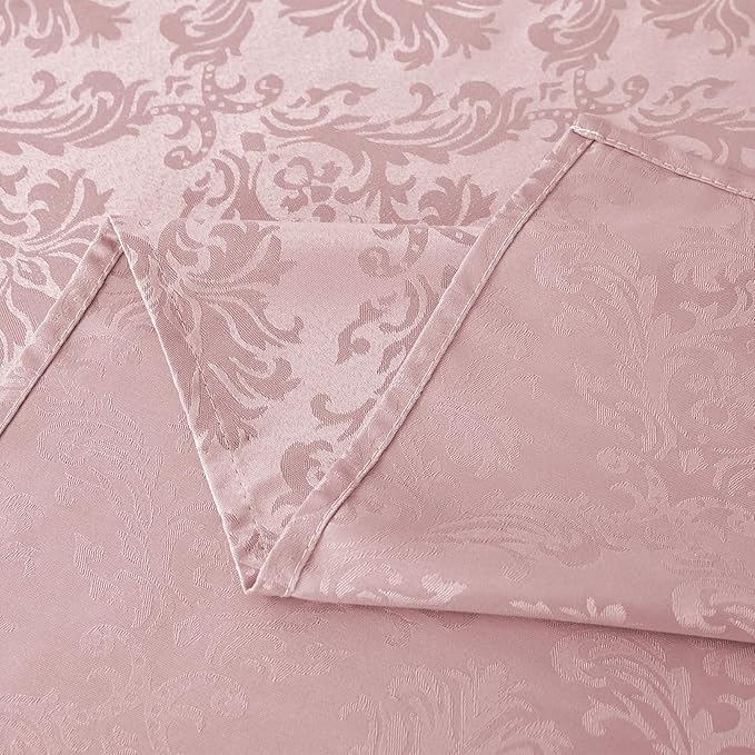 SASTYBALE Square Table Cloth - 52 x 52 Inch Pink Tablecloths Damask Spillproof Wrinkle Resistant Shrinkproof Soft Tablecloth Polyester Table Cover for Kitchen Dinning Party Tabletop