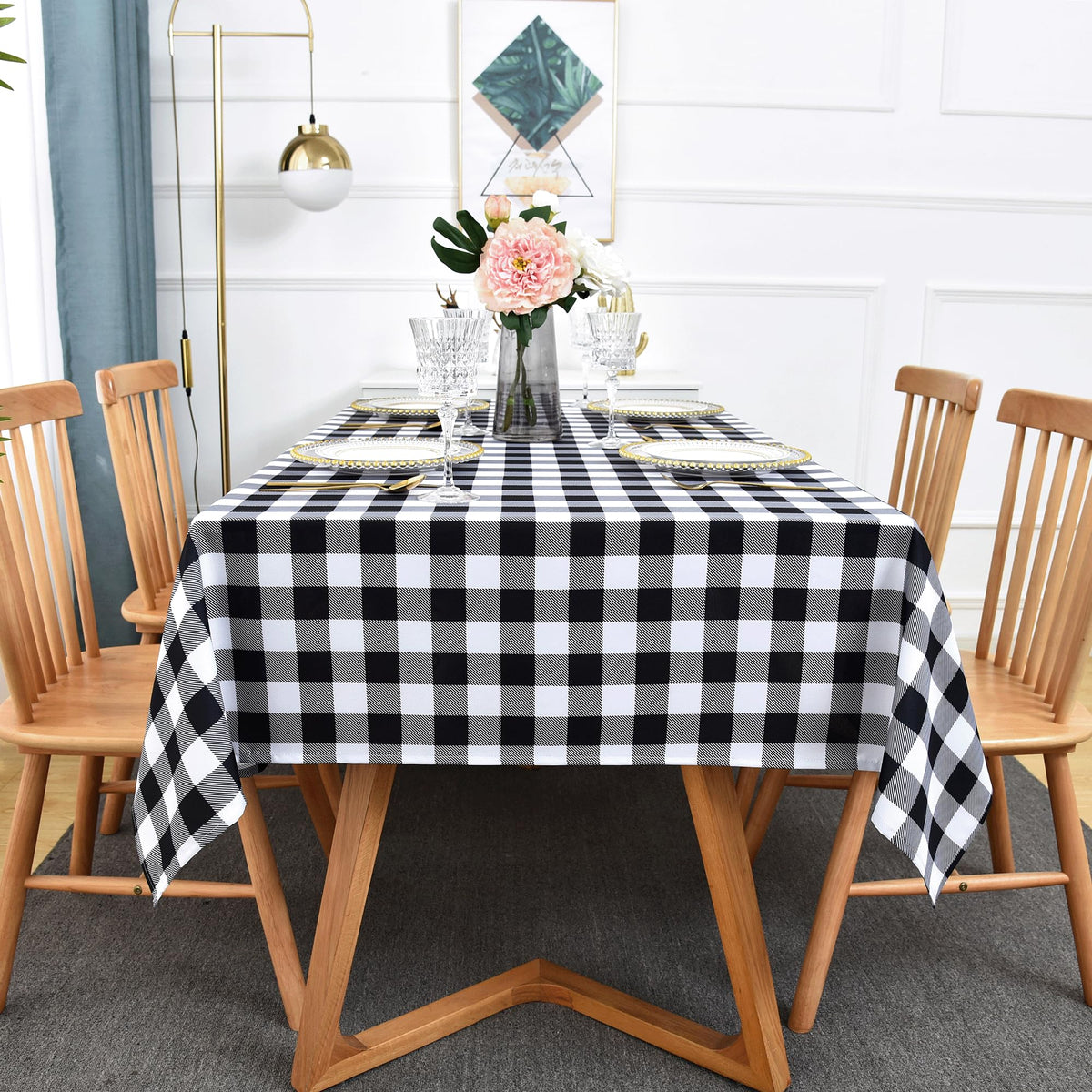 Classic Gingham Plaid Tablecloth Fabric