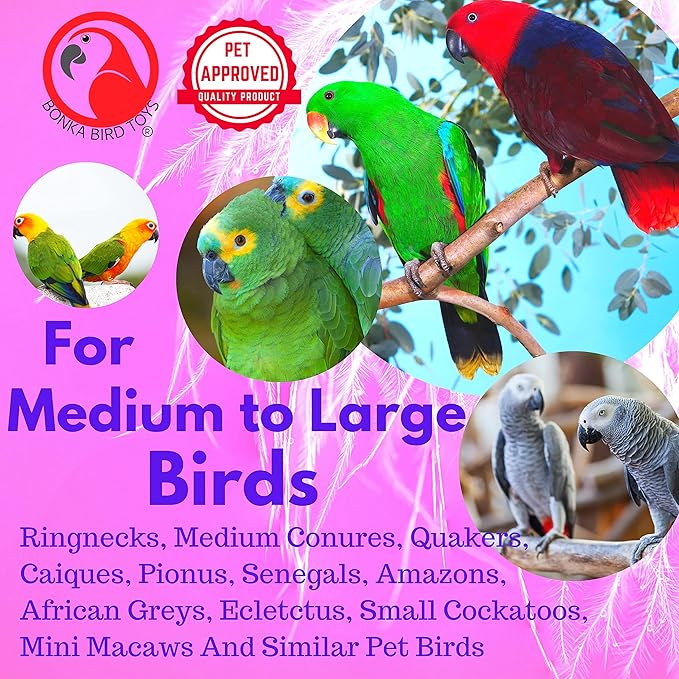 Bonka Bird Toys 867 Big Stick 9.5" Colored Wooden Plastic Spinning Chew Toy for Medium Birds Cage Enrichment Conure Amazon Eclectus and Similar