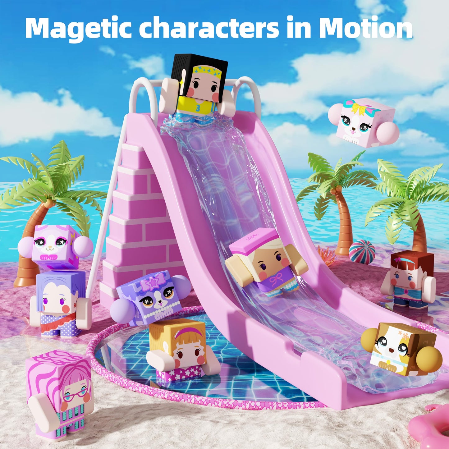 GobiDex Magnetic Figures Set- Portable Tin with Spinning Animals & Characters, STEM Travel Toys for Girls Ages 3+, Princess Pretend Play Gift