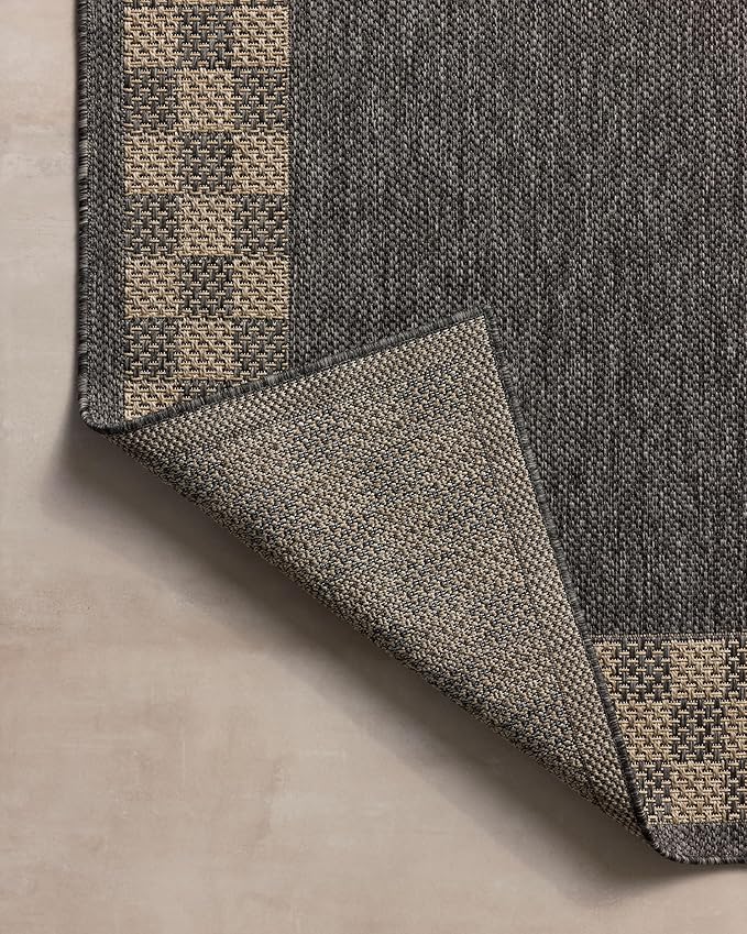 Loloi Chris Loves Julia Providence Collection PRC-01 Charcoal/Natural 6'-3" x 9'-2", .12" Pile Height, Indoor/Outdoor Area Rug