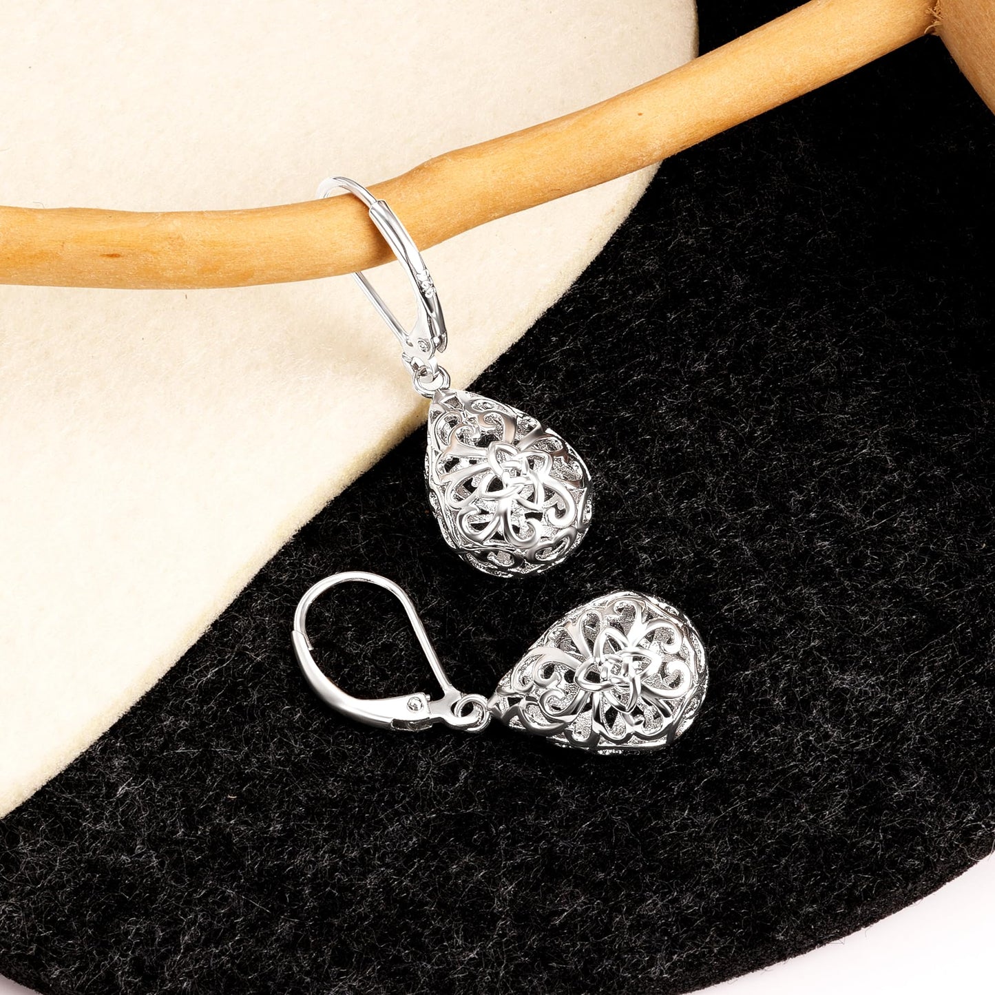 LANCHARMED Sterling Silver Teardrop Earrings for Women Trendy Silver Drop Leverback Dangle Earrings Hypoallergenic Leverback Dangle Drop Earrings for Women Jewelry
