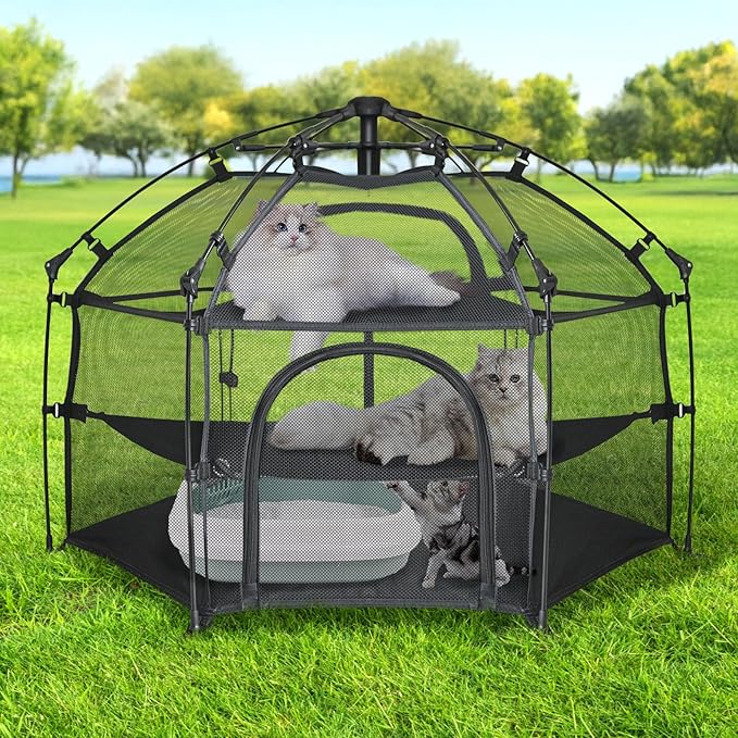 EighteenTek Catio Outdoor Cat Enclosure Pop up Cat Tent Playpen