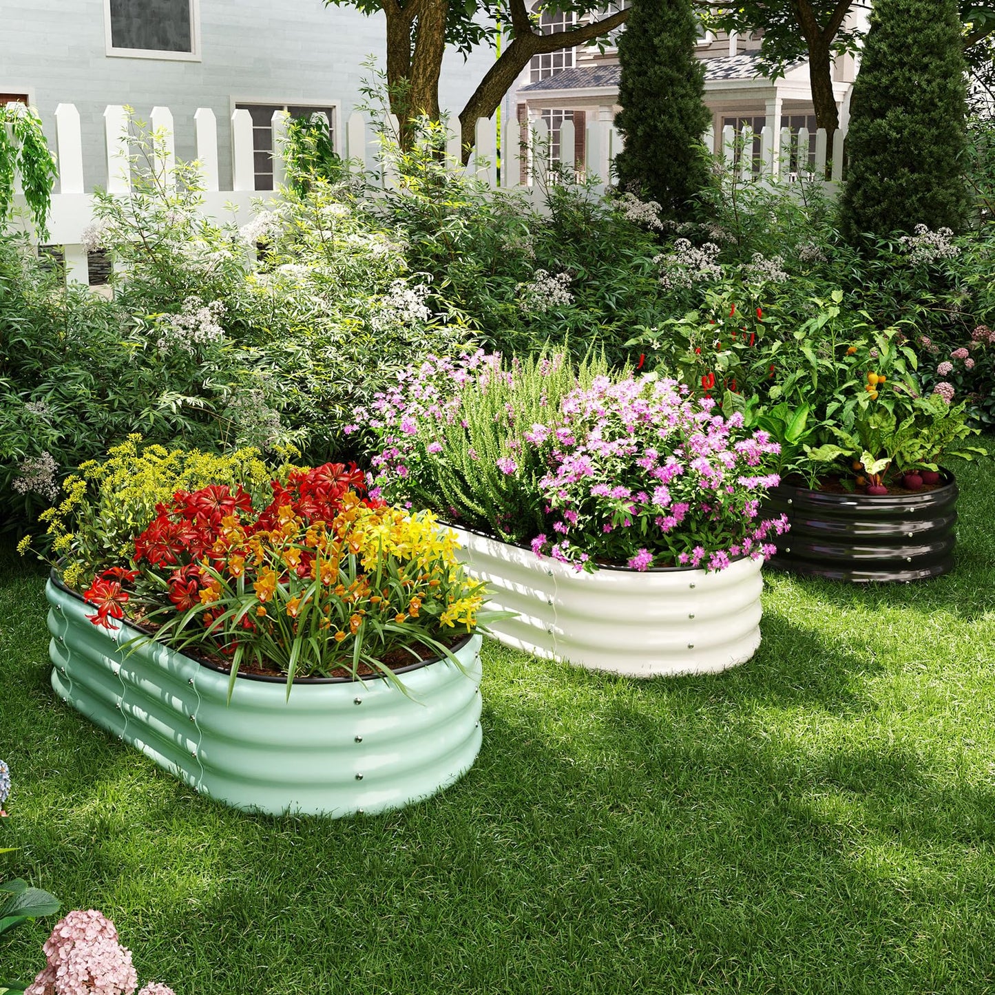 Galvanized Metal Planter Raised Garden Bed Kit for Gardening Outdoor,4x2x1ft 2 Planter Grow Garden Box Raised Flower Bed,Long Vegetable Clearance Herb Raised Garden Beds for Container Gardening