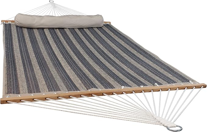 Sunnydaze Quilted Outdoor Hammock with Spreader Bars - Heavy-Duty 450-Pound Capacity Double Hammock for Outside - Mountainside