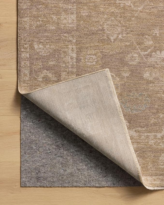 Loloi Chris Loves Julia Louisa Collection LOI-04 Taupe/Gold 9'-6" x 9'-6", .38" Pile Height, Round Area Rug