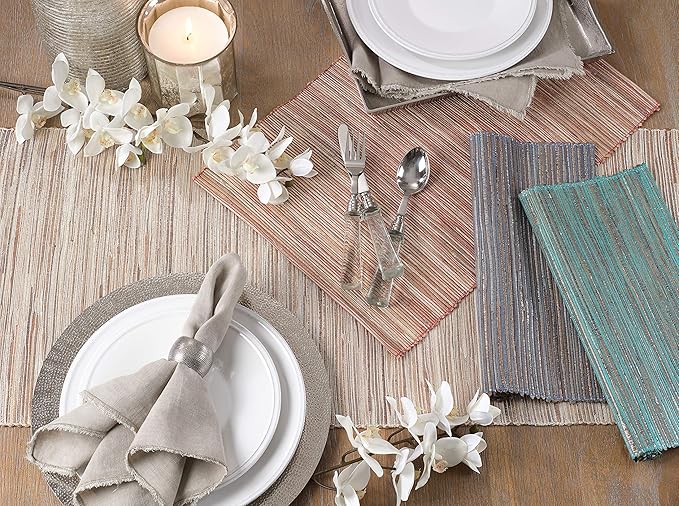 Saro Lifestyle Melaya Collection Shimmering Woven Nubby Placemat (Set of 4), 14"x20", Rust