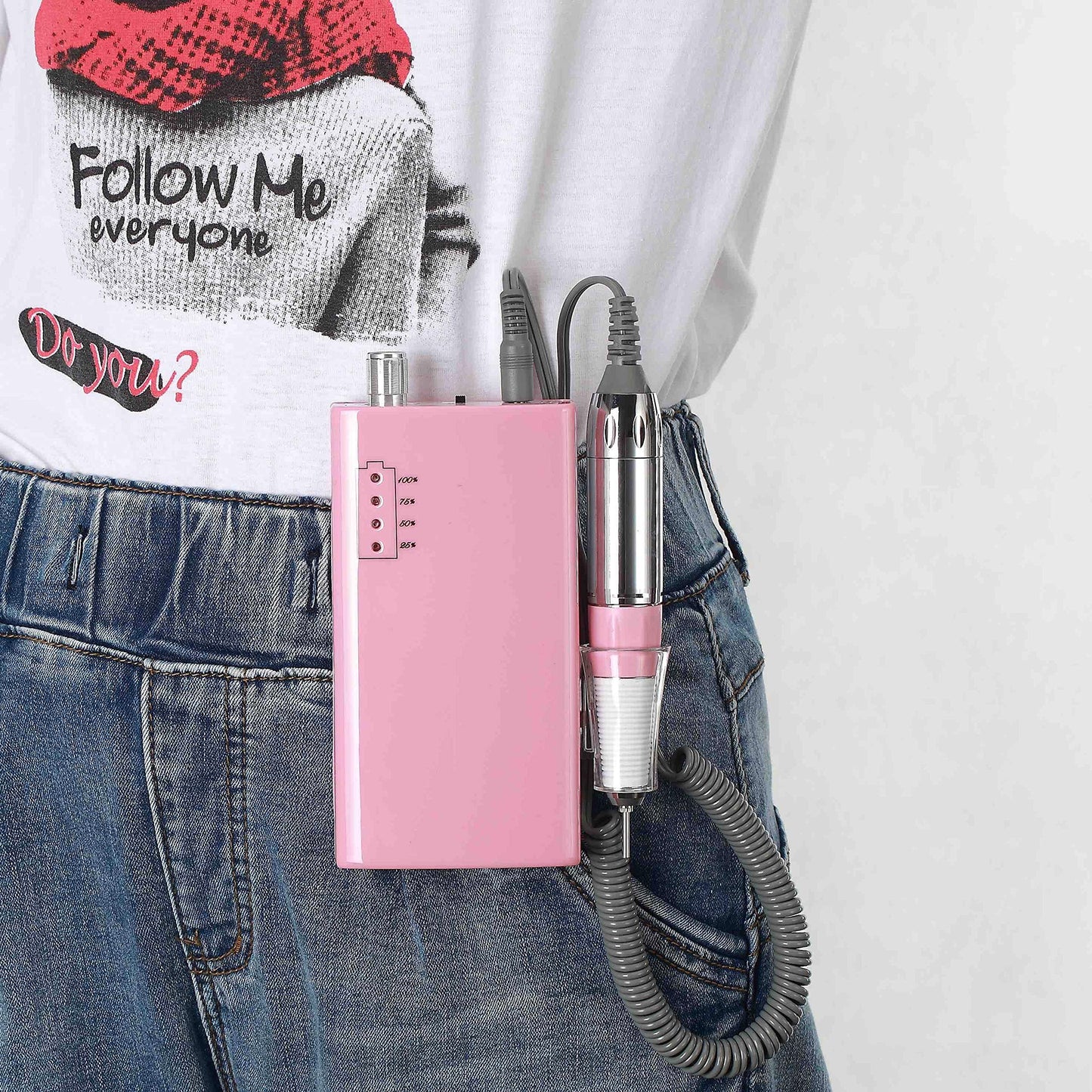 Miss Sweet Portable Nail Drill Machine Rechargeable Electric Nail File for Acrylic (Sweet Pink)
