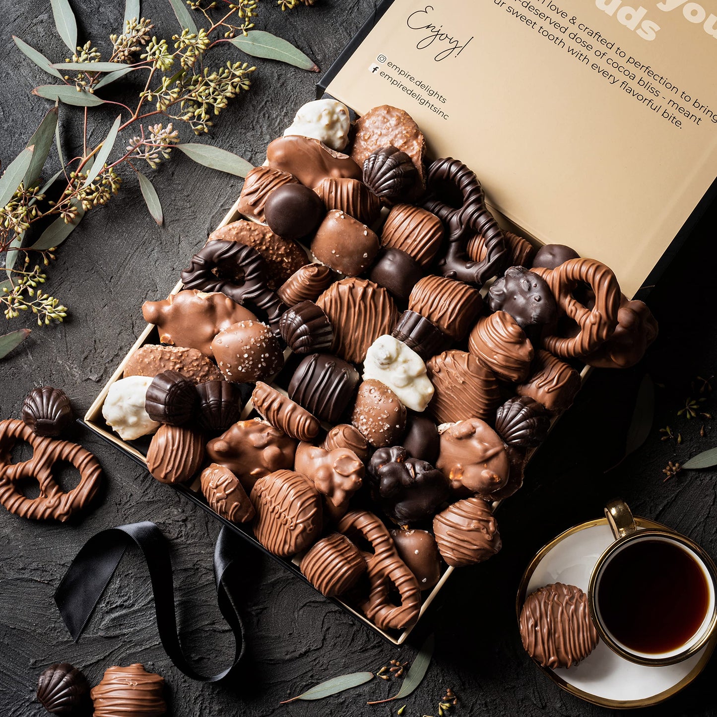 Chocolate Gift Box - Gourmet Assorted Chocolates - Luxury Chocolate Basket Gift Set for Him and Her, Easter Treats and Holiday Celebrations