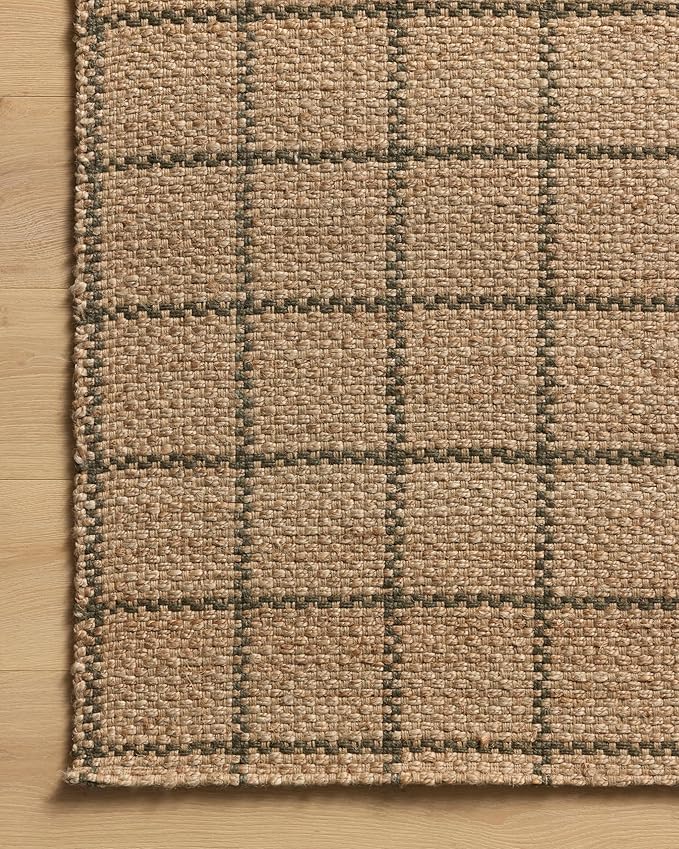 Loloi Chris Loves Julia Fletcher Collection FLE-01 Natural/Olive 2'-3" x 3'-9", .37" Pile Height, Runner Rug