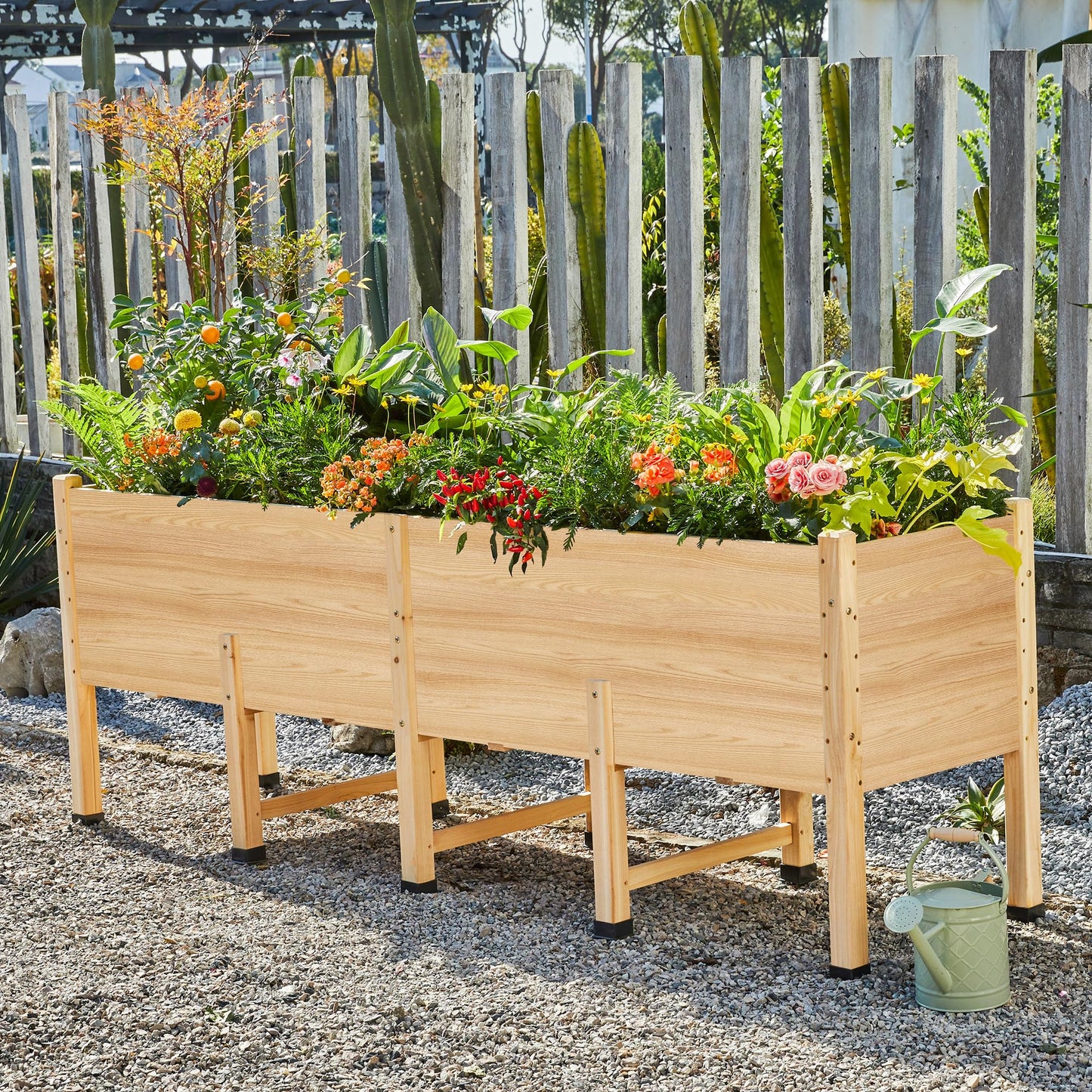 SPECRAFT 7x2 Ft Wooden Raised Garden Bed with Legs - 15 Inch Deepth Elevated Planter Box for Deep-Rooted Plants, Ideal for Patio, Easy Assembly