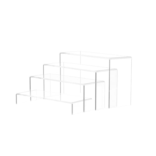 Acrylic Display Stand,8 Pcs 2 Set Display Risers, Acrylic Rectangular Display Shelf Holders for Showcase, Dessert, Perfume, Vendor Events, Cupcake Stands, Toys Display Shelves ( 8Pcs-Clear, 7”L~8”L~9”L ) - color: 8Pcs-Clear