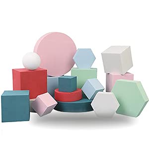 8PCS Geometric Cube Photo Props Set, Hard Foam Photography Background Props for Goods, Crafts, Lipstick, Jewelry, Cosmetics, Makeup Tools, Food (Red) - color: Red