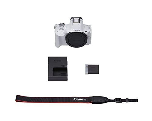 Canon EOS R50 Mirrorless Vlogging Camera (Body Only/White), RF Mount, 24.2 MP, 4K Video, DIGIC X Image Processor, Subject Detection & Tracking, Compact, Smartphone Connection, Content Creator - color: White, style: EOS R50 Body Only