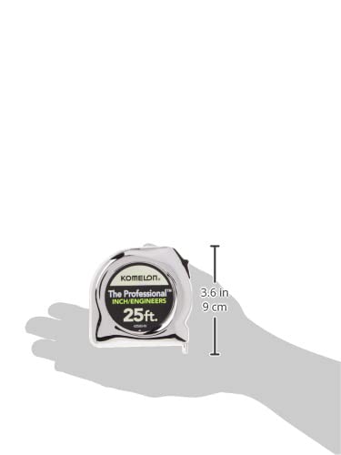 Komelon 425IEHV High-Visibility Professional Tape Measure Bother Inch and Engineer Scale Printed 25-Feet by 1-Inch, Chrome