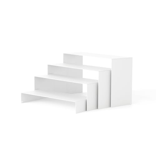 White Matte Metal Display Stand,8 Pcs 2 Set Display Risers, Metal Rectangular Display Shelf Holders for Showcase, Dessert, Perfume, Vendor Events, Cupcake Stands, Toys Display Shelves ( 8Pcs-White, 7”L~8”L~9”L ) - color: 8Pcs-White