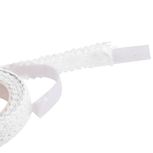 JIANWEI Washi Tape Lace Pattern, Self-Adhesive Decorative Masking Tape, DIY Scrapbooking Lace Tape Sticker, for Card Making/Crafts/Frames/Gifts Decoration (White)