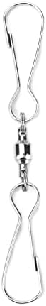 10 Pack Swivel Hook Stainless Steel 360 Rotating Wind Spinner Hooks Dual Clamp Holder for Bird Feeders Wind Chimes Spiral Ornaments Party Hanging Decor (Large Size 3.8x7.8cm)