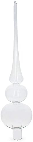 Double Ball Clear Glass Christmas Tree Topper 12.5 Inches