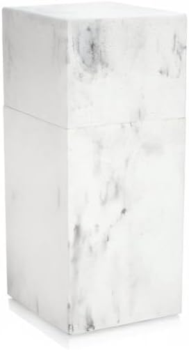 Essentra Home Toothbrush Holder with Lid, Elegant White Marble Bathroom Toothbrush & Toothpaste Organizer – Blanc Collection