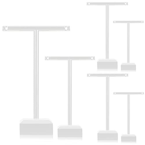 Acrylic Earrings Display Holder T-bar Earrings Stand Holder Tree Stand Countertop Hanging Jewelry Organizer for Necklaces Bracelet - color: White