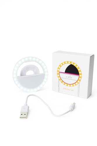 LED Selfie Ring Light with Clip – 3.5 Inch, Rechargeable, Portable for TikTok, YouTube & Zoom – Compatible with All Phones (White) - color: White