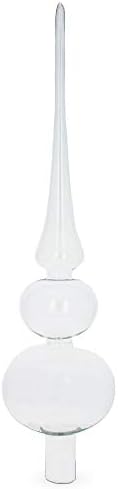 Double Ball Clear Glass Christmas Tree Topper 12.5 Inches
