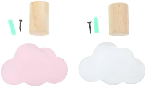 Abaodam 2pcs Lovely Cloud Shaped Hanging Hooks for Wall Decoration, Practical Wooden Cloud Hooks with Mounting Accessories, White Wall Ornaments for Room and Shop Window Decor
