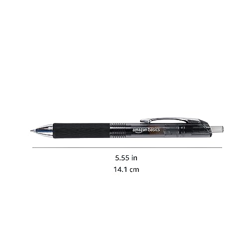 Amazon Basics Retractable Gel Pens, Fine Point 0.7mm, Smooth Writing, Black, No Smudge, School and Office Supplies, 12-Pack