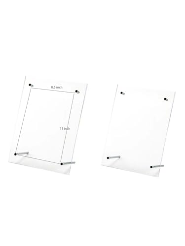 B&NN 8.5" * 11'' Acrylic Picture Frame Floating Look，3MM + 3MM Thickness Clear Photo Frame，Desktop Frame less Display, Self Standing (8.5" * 11'') - size: 8.5" x 11"
