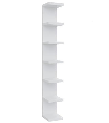 LitaEther Versatile 7 Tier Wall Shelf Unit,White Lack Wall Shelf,Display Floating Shelf with Round Edge - color: White, size: 7 tier
