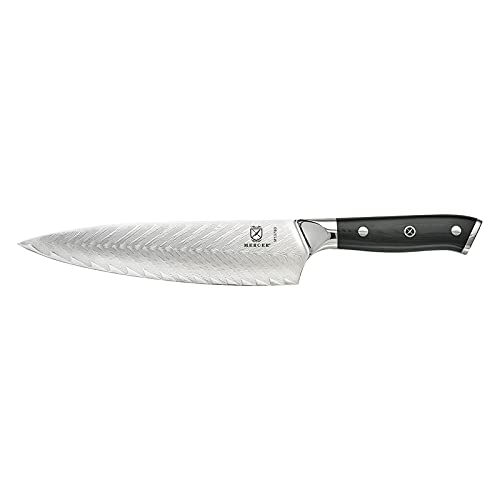 Mercer Culinary M13780 Premium Grade Super Steel, 8-Inch Chef's Knife w/Leaf Pattern Blade, G10 Handle - style: Chef's Knife Leaf Pattern Blade 8 Inch