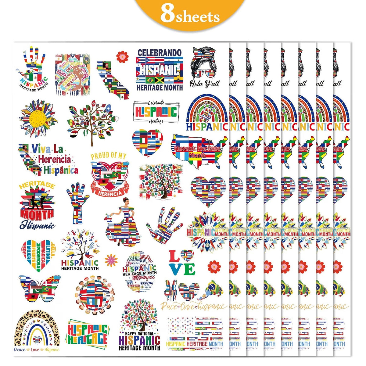 INCOK Hispanic Heritage Month Temporary Tattoos, 240 Pieces