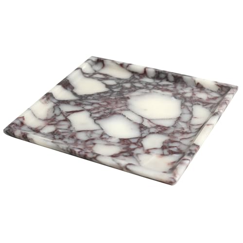 Natural Marble Tray, Coffee Table, Food, Fruit, Paper Cup, Cake Display, Coffee bar, Family Gatherings, Seasonal Holiday Decoration Tray(Viola-Square-9.8"x9.8"x0.7") - color: Viola-square-9.8"x9.8"x0.7"