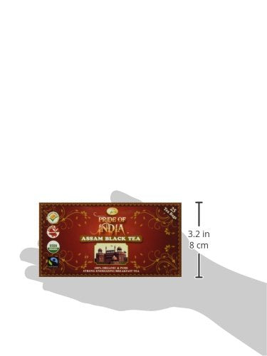Pride of India | Assamese Gold English Breakfast Blend | 15 Predium Pyramid Full Leaf Individually Wrapped Tea Bags | Full-Bodied, Strong & Malty Flavor | Single Estate Certified Classic Tea