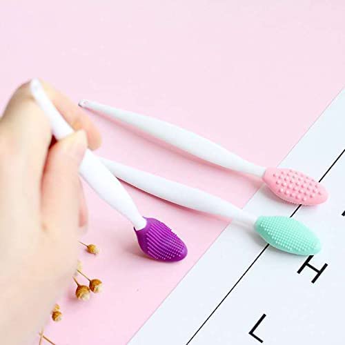 Lip Scrub Brush,Lip Scrubber Exfoliator,Double-Sided Silicone Exfoliating Tool,Gentle Lip Exfoliator Scrubber Brush for Smooth,Soft,Bright,and Healthy Lips(3 PCS)