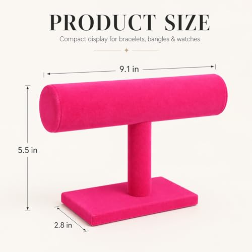 ChezMax Necklace Jewelry Display Jewelry Stand Hovering T-Bar Bracelet Holder for Home Organization - color: E-Rose Red Velvet