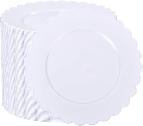 SUT 72Pcs 7.5" White Plastic Plates, Heavy Duty Disposable Plates for Weddings, Parties, Events, Fancy Dessert & Appetizer Plates | Shatterproof Bulk Party Supplies (72 Count) - color: White, size: 7.5 Inch