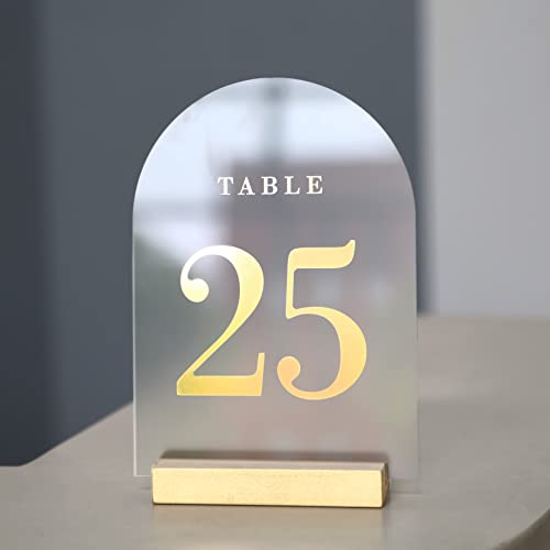 UNIQOOO 10 Pack 4" Gold Birch Wood Stands for Wedding Acrylic Sign, Wood Table Number Holders for 1/8 Thick Acrylic Sheets | Wedding Display Stand, Card Holder for Bar Menu, Retail Sign, Party - color: Gold Birch 10 Pack