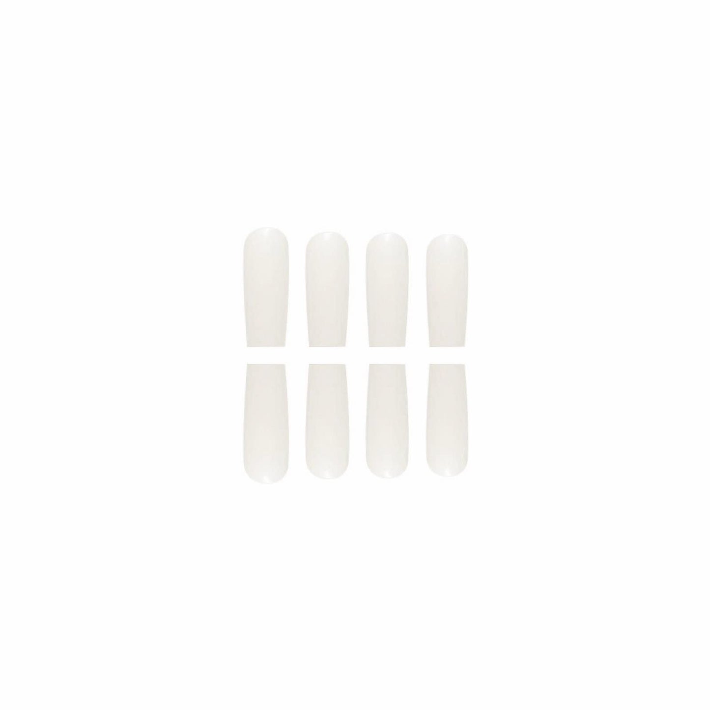 MISUD Press on Nails - Long Square Glue on Nails with White, Acrylic Solid Color Design 24 pcs