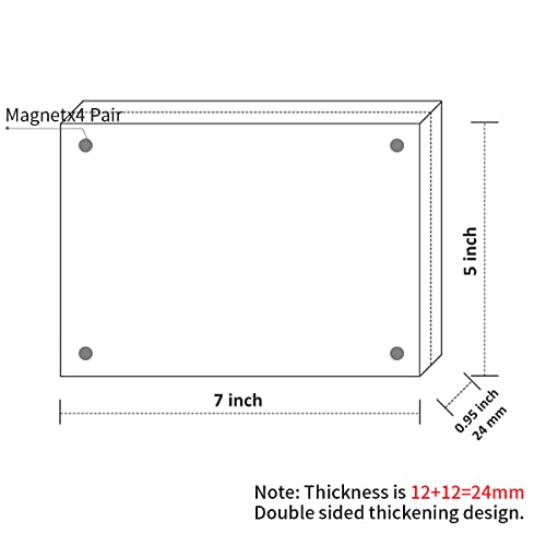 Sezanrpt Acrylic Picture Frames 5x7 Free Standing, Clear Crystal Double Side Magnets 5'' x 7'' Picture Frame, Office Desktop Magnetic 5x7 Lucite Photo Frame for Booth Display, Brand Advertiser… - size: 5'' x 7''