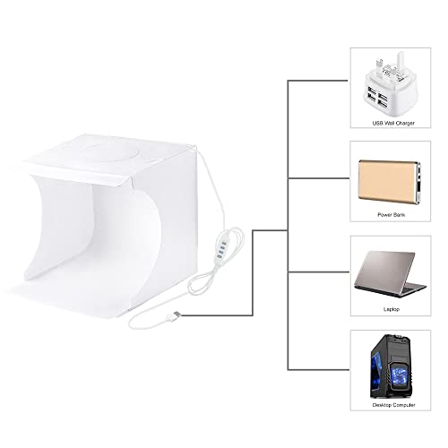 Fydun Mini Folding Lightbox Portable Studio LEDs Panel Soft Box Kit for Small Items Photography