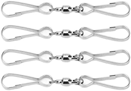 10 Pack Swivel Hook Stainless Steel 360 Rotating Wind Spinner Hooks Dual Clamp Holder for Bird Feeders Wind Chimes Spiral Ornaments Party Hanging Decor (Large Size 3.8x7.8cm)