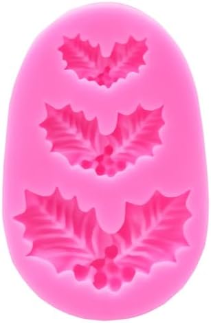 Christmas Silicone Baking DIY Multiple Deco Cake Fond Chocolate Selected Wood These Pend Are Designed for Durability Ensu That They Can Baking Silicone (leaves holly)