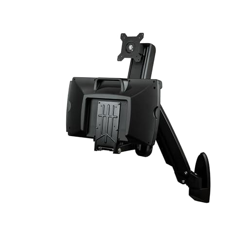 StarTech.com Wall Mount Workstation - Articulating Full Motion Standing Desk with Ergonomic Height Adjustable Monitor & Keyboard Tray Arm - Mouse & Scanner Holders - Single VESA Display, TAA - color: Black, style: Wall Mount – Spring Arm