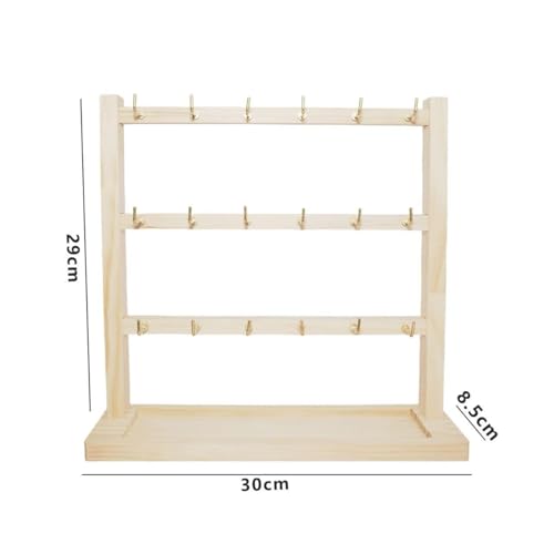3 Layers of Wooden Display Eacks With Hooks for Necklaces. Rings, Earrings, Bracelets, And Other Jewelry Storage Display Rack - size: 3 Layers