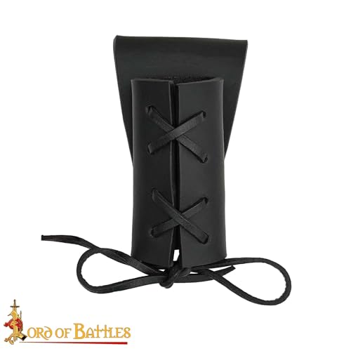 Lord of Battles Medieval Genuine Leather Axe Frog | Axe Holster with Belt Loop | Waist Holder for Axes, Tools - color: Dagger Holster - Black