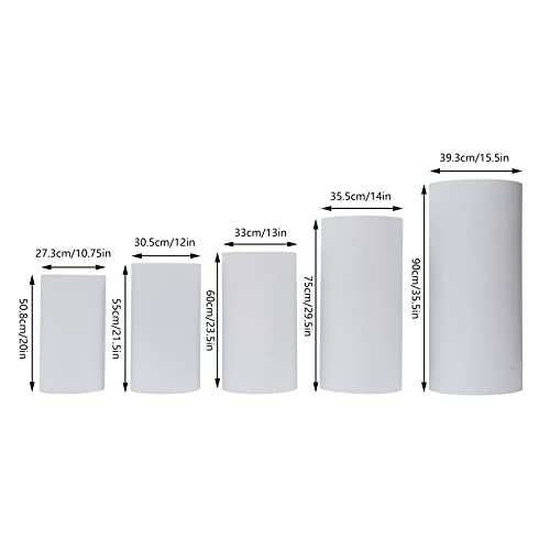 5 Pcs Cylinder Stands, Large White Cake Pedestal Tables, Round Reusable Dessert Display Plinth Pillars Wedding Backdrop Art Decor Flower Column Stand for Party Weddings or Banquets - size: 5 Pcs