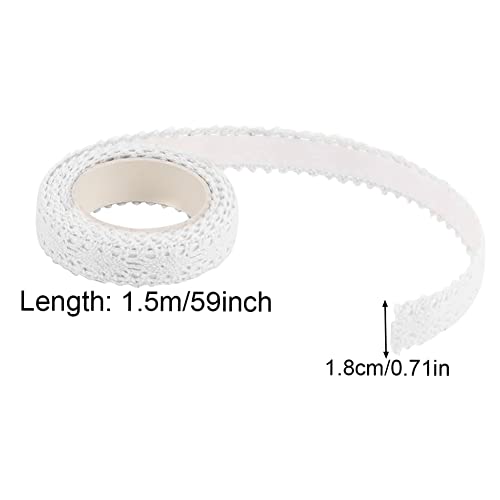 JIANWEI Washi Tape Lace Pattern, Self-Adhesive Decorative Masking Tape, DIY Scrapbooking Lace Tape Sticker, for Card Making/Crafts/Frames/Gifts Decoration (White)