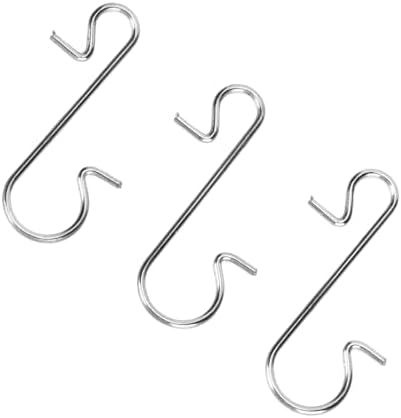 SUNGOOYUE S Shape Metal Hooks, 100pcs Christmas Tree Ornament Hooks, Metal Hanging Accessories 30 X 18mm in White for Small Bells Ornaments Crafts Home Holiday Decor (White)